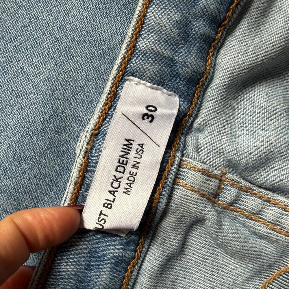 Just Black Light Blue Distressed Straight Leg Jeans - Picture 3 of 8